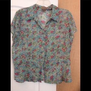 Preowned multi color floral women top size XL